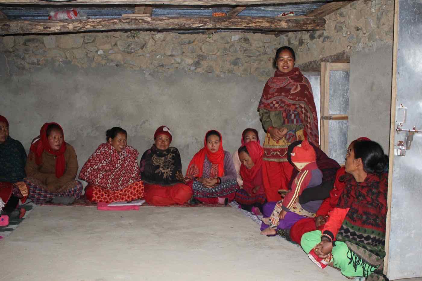 A women's action group meeting in the village of Aletole, Kogate, during the Dignity 2 Project
