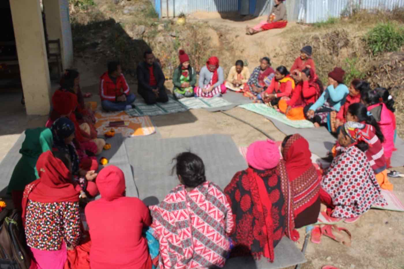 A monthly women's network group meeting facilitated under the Dignity 2 Project